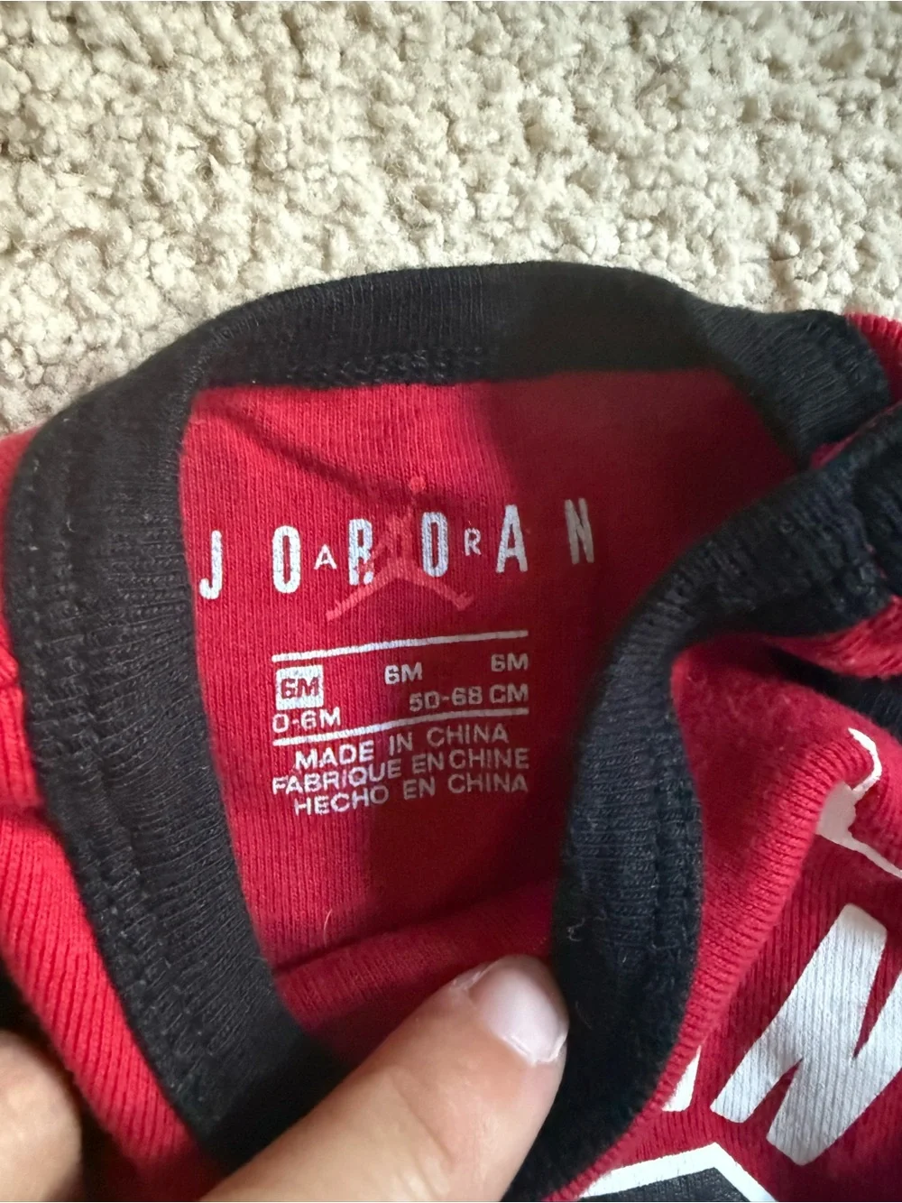 Jordan Infant Bodysuit bundle Set in Red, Blue & Black- size 6 months